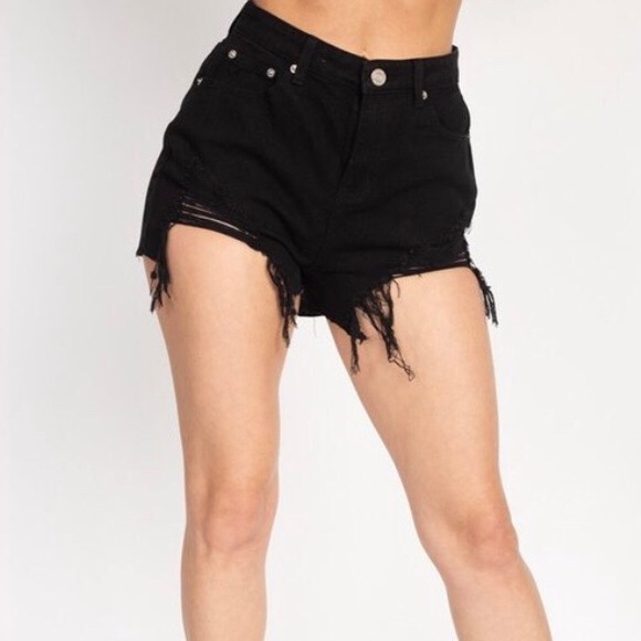 SHOPICANDIES Pants - ‼️ High Waist Black Ripped Jean Denim Shorts